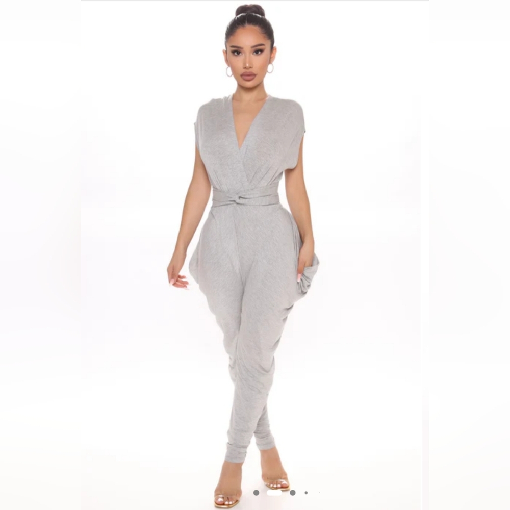 Fashion Nova Light Gray Jumpsuit
